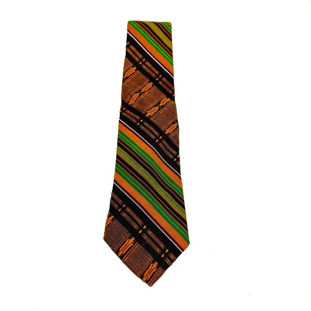 Vintage Ethnic Tribal Print Avon Tie Necktie Gold Black Red Green
